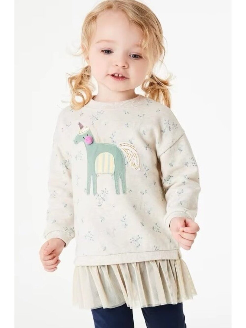 Little Girls Unicorn Boho Tulle Pullover Sweater Sweatshirt Adorable Sweet 4T